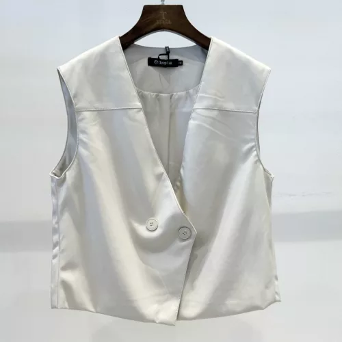 Beunique Fashion Bőrhatású mellény gombos Apricot One Size