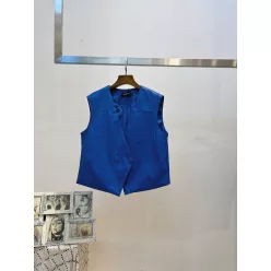 Beunique Fashion Bőrhatású mellény gombos Blue One Size
