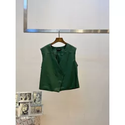   Beunique Fashion Bőrhatású mellény gombos Dark Green One Size