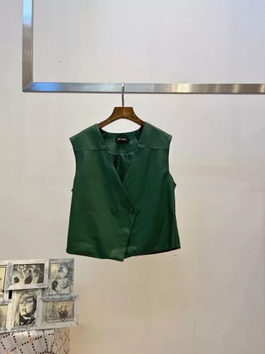 Beunique Fashion Bőrhatású mellény gombos Dark Green One Size