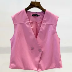 Beunique Fashion Bőrhatású mellény gombos Pink One Size