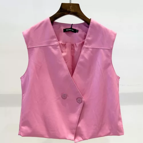 Beunique Fashion Bőrhatású mellény gombos Pink One Size