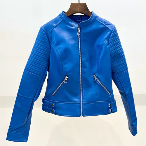 Beunique Fashion Vegán bőrdzseki zippes Biker fazon Blue M