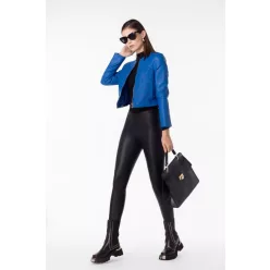 Beunique Fashion Vegán bőrdzseki zippes Blue S