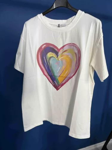 BeUnique Fashion Szivárvány szíves póló Rainbow One Size