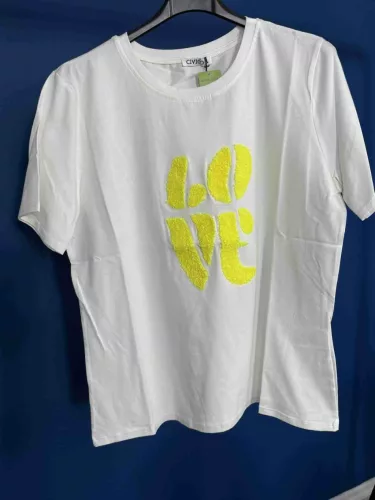 BeUnique Fashion 3D mintás póló love Yellow One Size