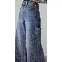   Beunique Fashion Csillogó rátétes bőszárú farmer S méret