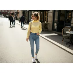 BeUnique Fashion azsúrozott felső Yellow One Size