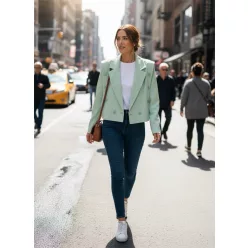   BeUnique Fashion duplasoros gombolású blézer Mint Green One Size