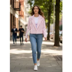   BeUnique Fashion duplasoros gombolású blézer Soft Pink One Size