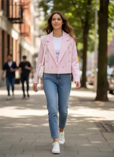 BeUnique Fashion duplasoros gombolású blézer Soft Pink One Size