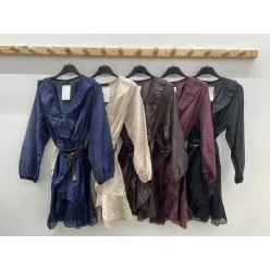 Beunique Fashion Fodros átlapolós ruha Burgundy One Size