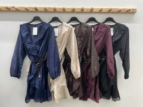 Beunique Fashion Fodros átlapolós ruha Burgundy One Size