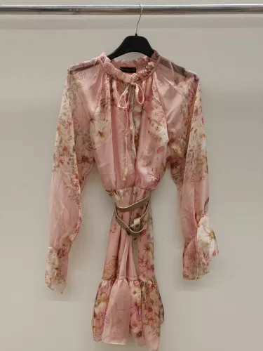 BeUnique virágos muszlin ruha övvel Pink One Size