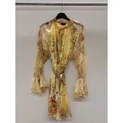 BeUnique virágos muszlin ruha övvel Yellow One Size