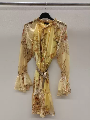 BeUnique virágos muszlin ruha övvel Yellow One Size