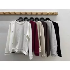   Beunique Fashion Köves gyöngyös melegítő pulóver Beige One Size