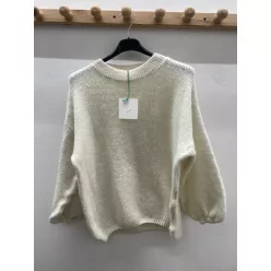   Beunique Fashion Ballon ujjú kötött pulóver Cream One Size