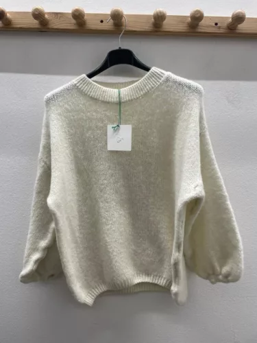 Beunique Fashion Ballon ujjú kötött pulóver Cream One Size