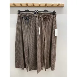 Beunique Fashion Kockás bőszárú nadrág Coffee One Size