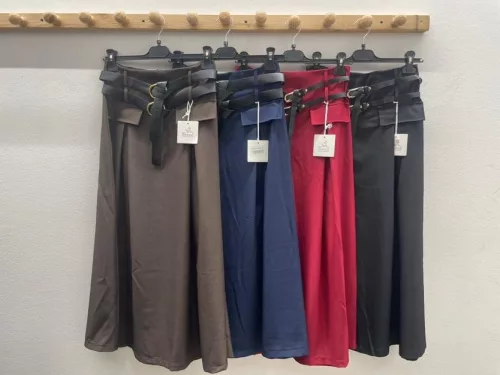 Beunique Fashion Elől zsebes dupla öves szoknya Coffee One Size