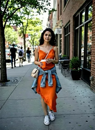 BeUnique Fashion szatén csipkeszegős ruha Orange One Size