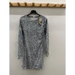   Beunique Fashion Bársony flitteres mini ruha hátán dekoltált Szürke One Size