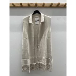   Beunique Fashion Kötött mellény alján rojtokkal Beige One Size