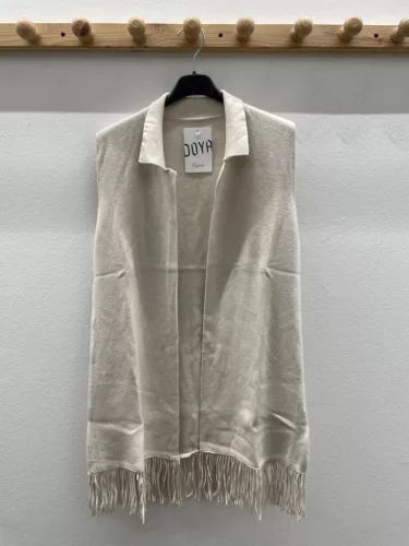 Beunique Fashion Kötött mellény alján rojtokkal Beige One Size