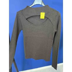   BeUnique Fashion Bordás kötött felső elöl kivágással Coffee One Size