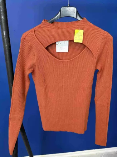 BeUnique Fashion Bordás kötött felső elöl kivágással Orange One Size