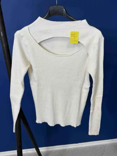 BeUnique Fashion Bordás kötött felső elöl kivágással White  One Size