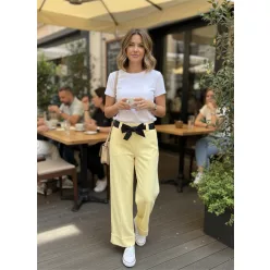  BeUnique Fashion alul vastag passzés extra puha palazzo fazonú nadrág Yellow One Size