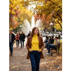 Beunique Fashion Finom kötött garbó Okker One Size