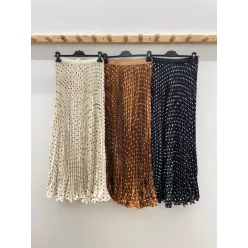   Beunique Fashion Apró pöttyös plisszírozott szoknya Black One Size