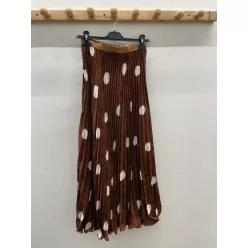   Beunique Fashion Nagy pöttyös plisszírozott szoknya Taupe One Size