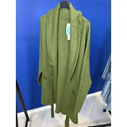   Beunique Fashion Kötött megkötős kardigán gallérján rojtos díszítéssel Military Green One Size