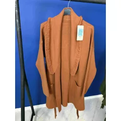   Beunique Fashion Kötött megkötős kardigán gallérján rojtos díszítéssel Orange One Size