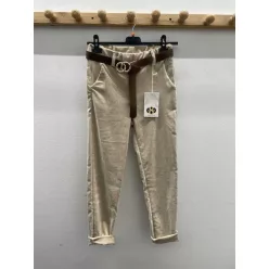   Beunique Fashion Bársony nadrág szűkszárú felhajtós Beige M