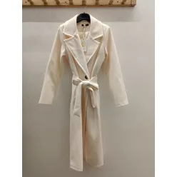   BeUnique Fashion Átmeneti szövet kabát megkötővel bézs One Size