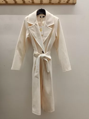 BeUnique Fashion Átmeneti szövet kabát megkötővel bézs One Size