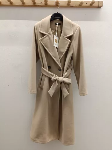 BeUnique Fashion Átmeneti szövet kabát megkötővel Beige One Size