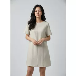 BeUnique Fashion bőrhatású A vonalú ruha Beige One Size