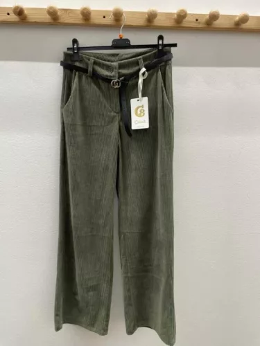 Beunique Fashion Kordbársony nadrág Military Green M