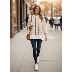   BeUnique Fashion extra puha pulcsi húzózsinórral Beige One Size