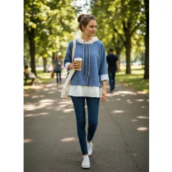   BeUnique Fashion extra puha pulcsi húzózsinórral Jeans Blue One Size