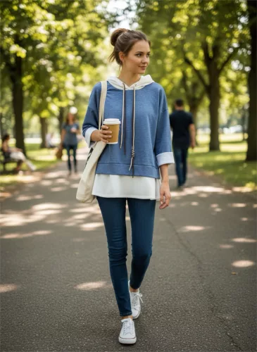 BeUnique Fashion extra puha pulcsi húzózsinórral Jeans Blue One Size