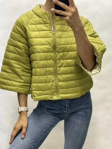 Beunique Fashion Steppelt háromnegyedes ujjú dzseki zöld S