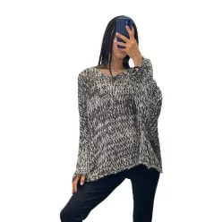   Beunique Fashion Melírozott oversize kötött pulóver gesztenye barna One Size