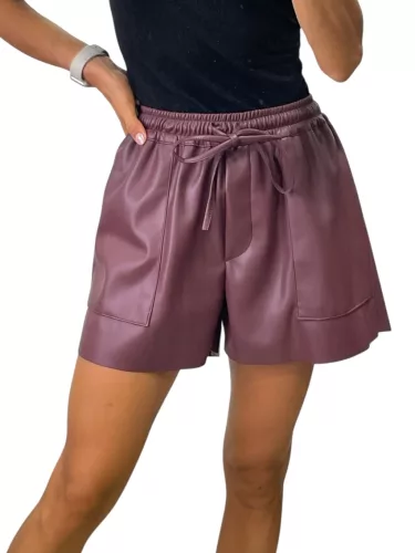 Beunique Fashion Műbőr rövidnadrág bordó One Size